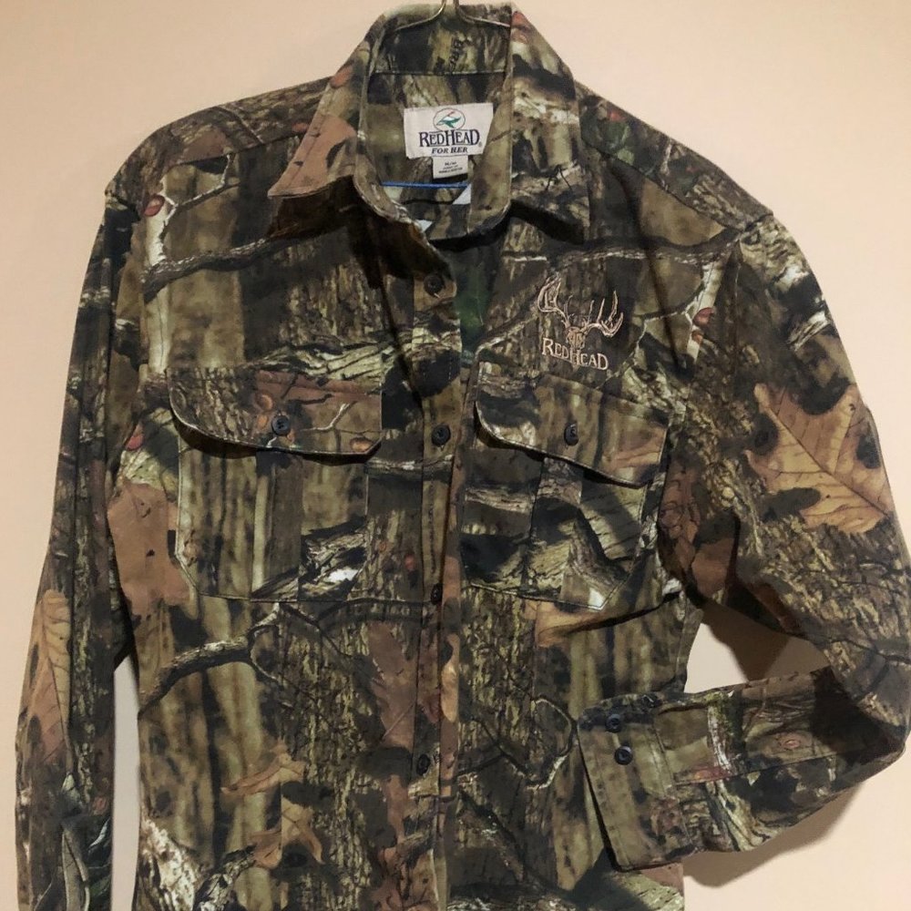 Red Head for Her Outdoor LS Camo Shirt Womens M